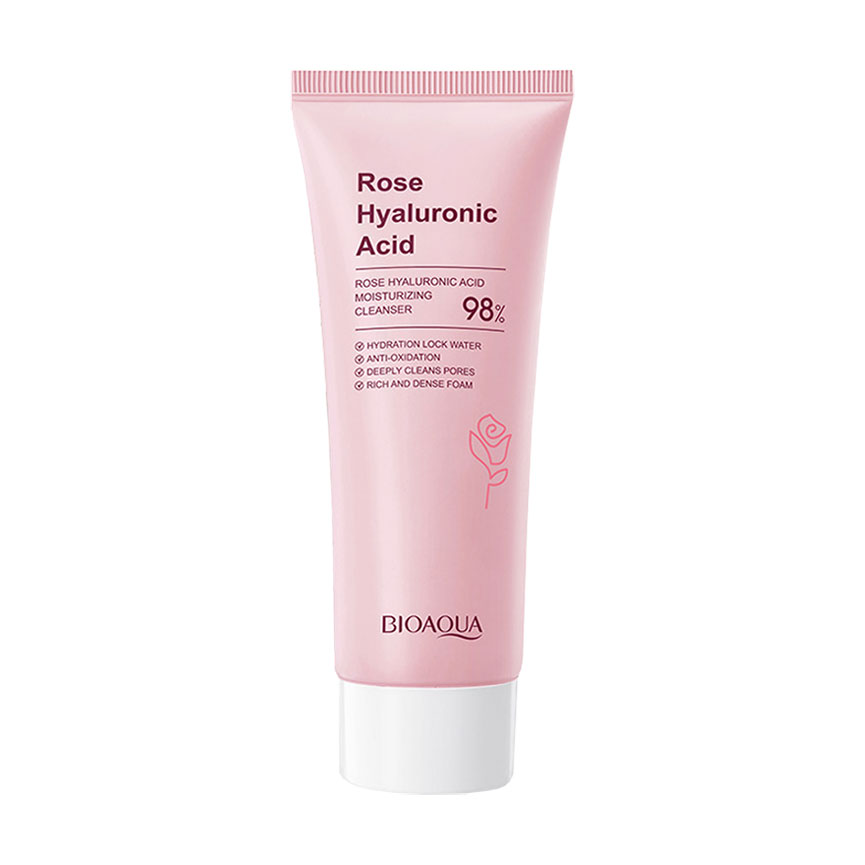 Пінка для вмивання Bioaqua Rose Hyaluronic Acid Moisturizing Cleanser з екстрактом троянди та гіалуроновою кислотою, 100 г